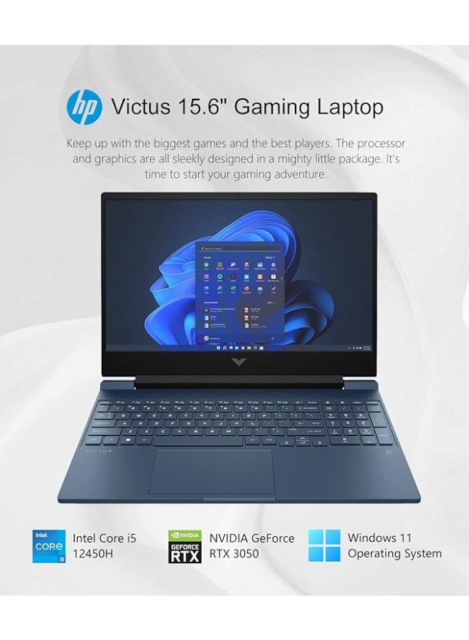 HP - Victus Laptop With 15.6-Inch Display, Core i5-12450H Processor/16GB RAM/1TB SSD/NVIDIA GeForce RTX 3050 Graphics/Windows 11 English Blue - Image 1