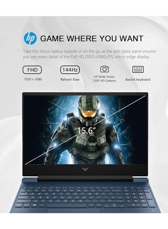 HP - Victus Laptop With 15.6-Inch Display, Core i5-12450H Processor/16GB RAM/1TB SSD/NVIDIA GeForce RTX 3050 Graphics/Windows 11 English Blue - Image 1