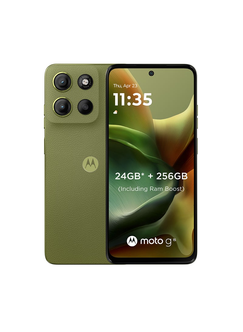 Motorola - G15 Dual SIM Iguana Green 8GB RAM 256GB With Moto Buds - Middle East Version - Image 1