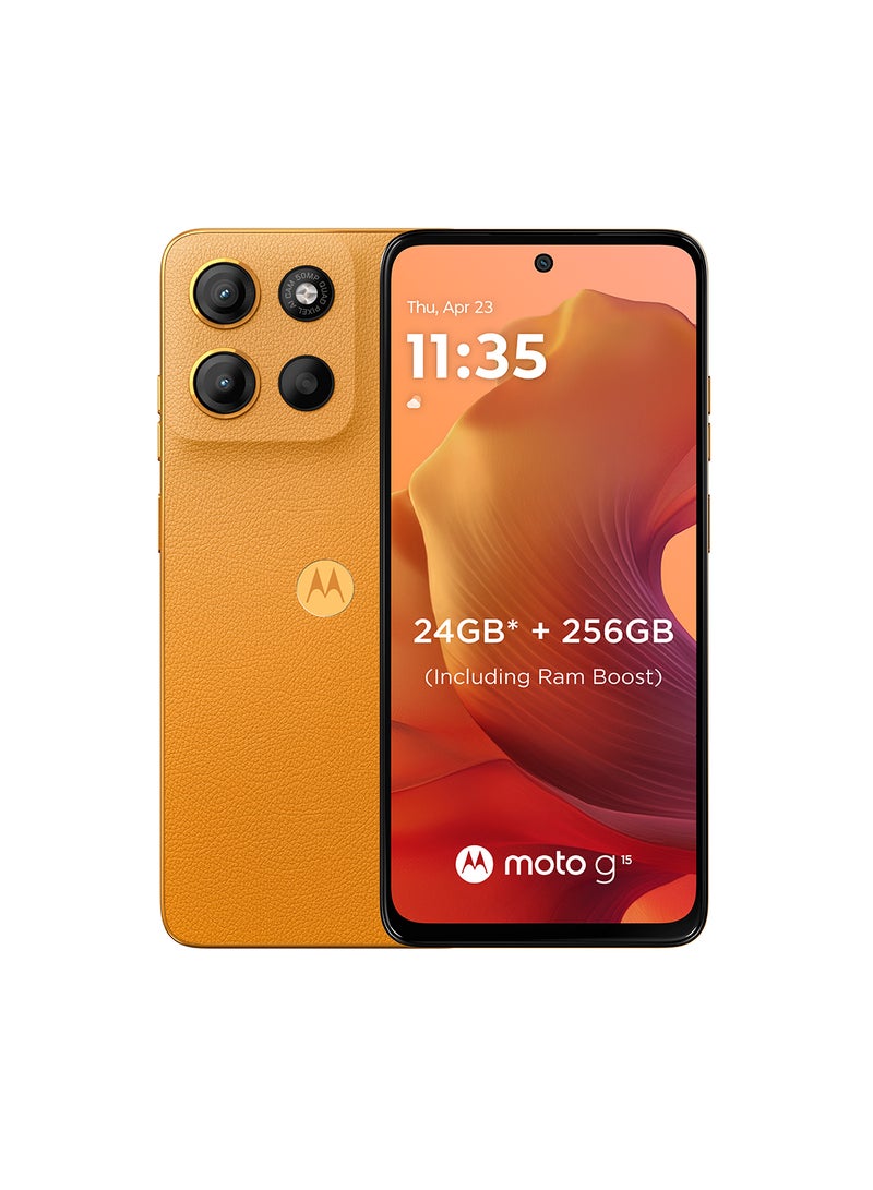 Motorola G15 Dual SIM  Sunrise Orange 8GB RAM 256GB With Moto Buds - Middle East Version  - Image 2