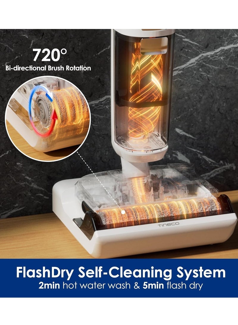 Tineco - Tineco Floor One S6 Stretch Wet and Dry Cordless Vacuum Cleaner and Mop with 180 Degree Lay Flat Design, 220w with Triple Edge cleaning, iLoop Smart Sensor Technology with FlashDry Self Cleaning 220 W Tineco S6 white and black - Image 1