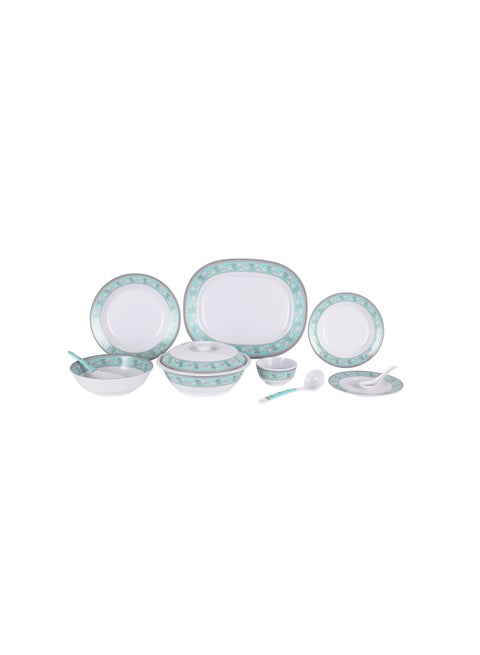 Royalford 70 Piece Melamineware Dinner Set- RF12676/ Includes Deep, Flat and Oval Plates, Serving Bowls and Rice Spoon, Soup Spoons and Ladle/ Dishwasher-Safe and Freezer-Friendly Multicolor