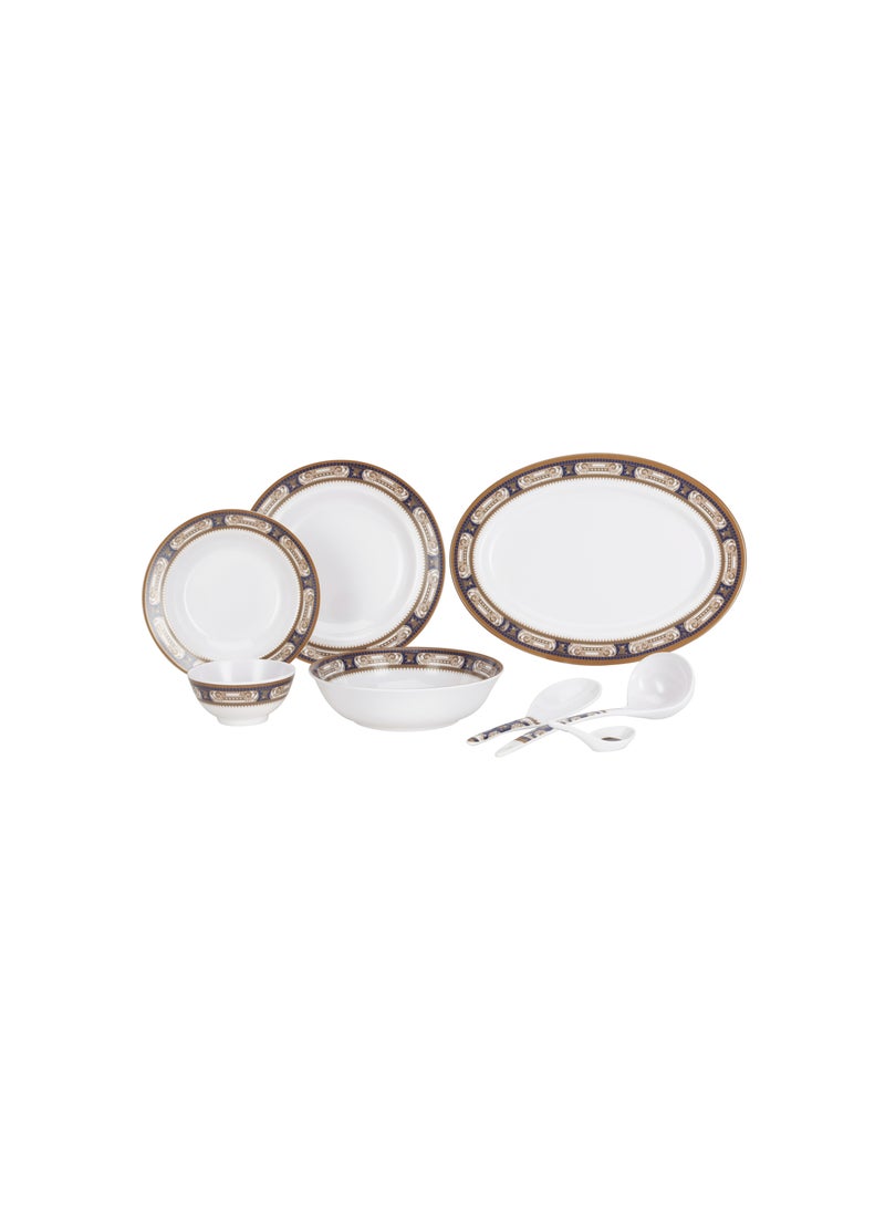 Royalford 56-Piece Melamlne Dinner Set With 2X36Cm Oval Plates, 12X25Cm Deep Plates, 12X20Cm Deep Plates, 12X11Cm Round Bowls, 2X22Cm Serving Bowls, 2Xrice Spoons, 2Xladles, 12X14Cm Soup Spoons, Serves 12 For Famlly Gatherings, Multicolor Multicolor  - Image 2