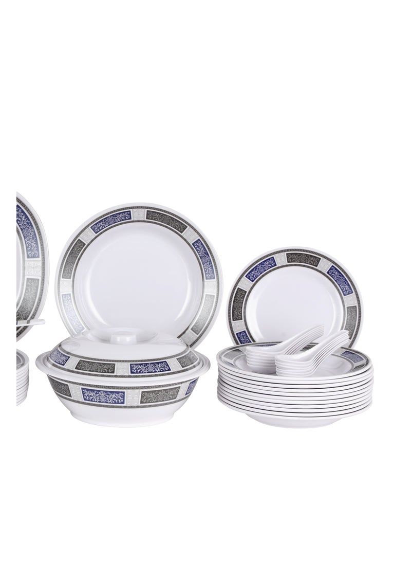 Royalford Royalford 70 Piece Melamineware Dinner Set- RF12675/ Includes Deep, Flat and Oval Plates, Serving Bowls and Rice Spoon, Soup Spoons and Ladle/ Dishwasher-Safe and Freezer-Friendly Multicolor  - Image 3