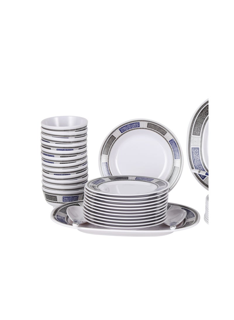Royalford Royalford 70 Piece Melamineware Dinner Set- RF12675/ Includes Deep, Flat and Oval Plates, Serving Bowls and Rice Spoon, Soup Spoons and Ladle/ Dishwasher-Safe and Freezer-Friendly Multicolor  - Image 4
