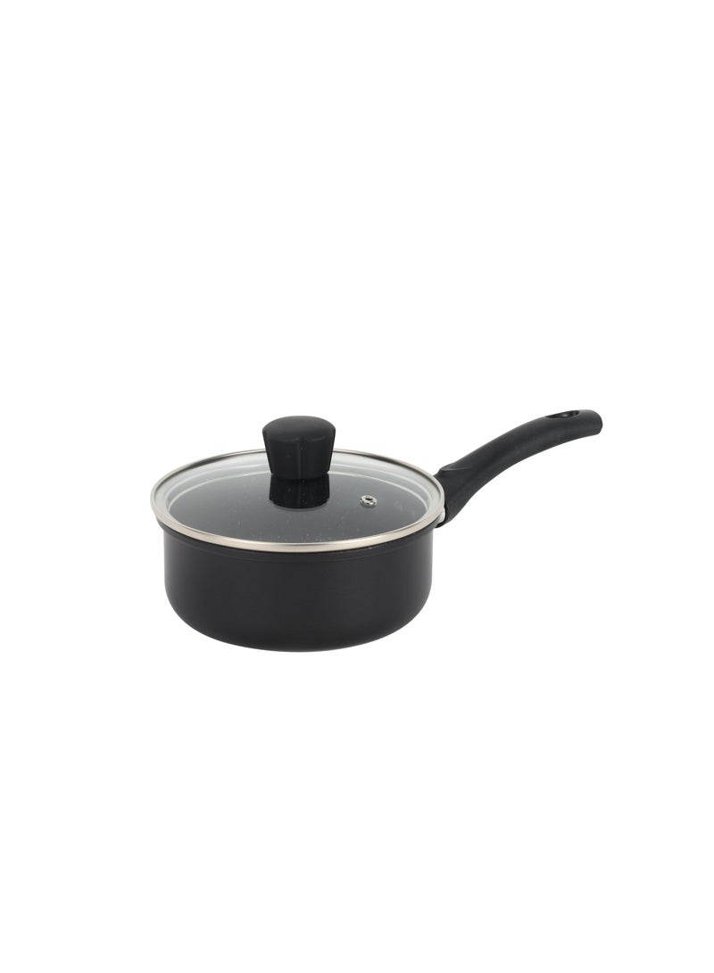Royalford Royalford Aurora 6-piece Forged Aluminum Cookware Set- RF12628/ Durable Nonstick Granite Coating with 5-Layer Construction, Dot Induction Bottom and Glass Lid/ Includes Kadai, Casserole, Saucepan, Fry Pan Black Largecm  - Image 4