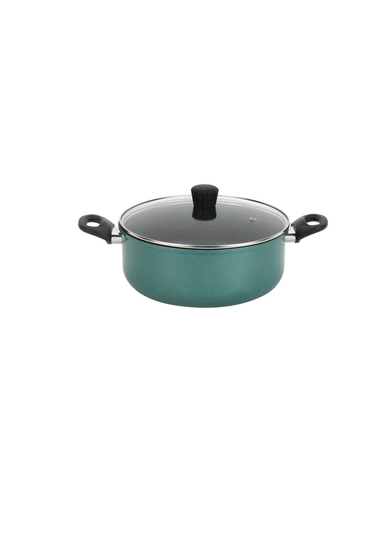 Royalford Royalford Daisy 6-piece Forged Aluminum Cookware Set- RF12629/ Durable Nonstick Granite Coating with 5-Layer Construction, Dot Induction Bottom and Glass Lid/ Includes Kadai, Casserole, Saucepan, Fry Pan Turquoise Largecm  - Image 3