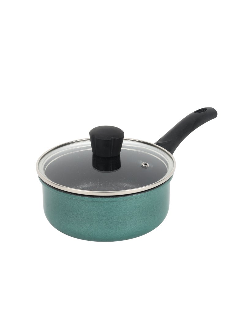 Royalford Royalford Daisy 6-piece Forged Aluminum Cookware Set- RF12629/ Durable Nonstick Granite Coating with 5-Layer Construction, Dot Induction Bottom and Glass Lid/ Includes Kadai, Casserole, Saucepan, Fry Pan Turquoise Largecm  - Image 4