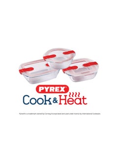 PYREX Pyrex Cook & Heat Rectangular Borosilicate Glass Roaster with Airtight Lid, 17x10cm – Oven, Freezer, Microwave Safe White 0.8Liters  - Image 5