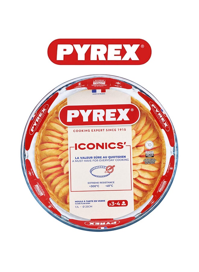 Pyrex Bake & Enjoy Flan Dish 25 cm - Durable Borosilicate Glass for Baking and Serving - Image 1