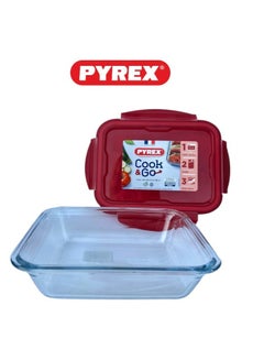 PYREX Pyrex Cook&Go 0.8L Rectangle Storage Dish with Airtight Lid - Versatile Freezer-to-Oven Solution Red 0.8Liters  - Image 3