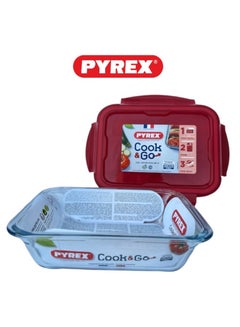 PYREX Pyrex Cook&Go 0.8L Rectangle Storage Dish with Airtight Lid - Versatile Freezer-to-Oven Solution Red 0.8Liters  - Image 2