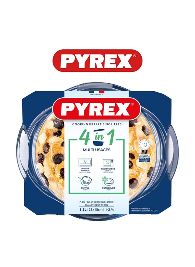 Pyrex Essential Casserole Round 1.4L - Durable Borosilicate Glass for Versatile Cooking and Serving Clear 1.4L - Image 2