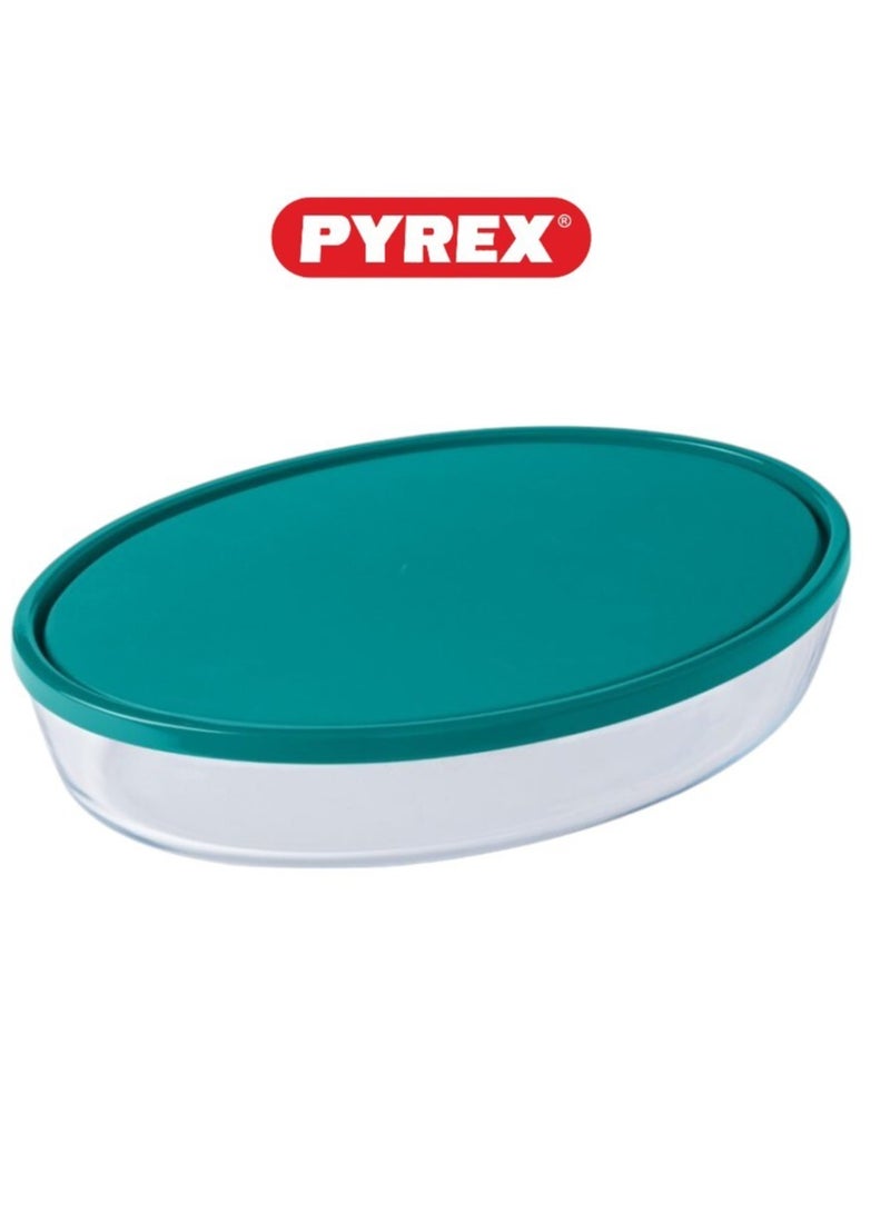 بيريكس Pyrex Cook & Store XL Oval Roaster with Lid - 3L Capacity (35x24x6cm) for Versatile Cooking and Storing Green 3Liters  - Image 2