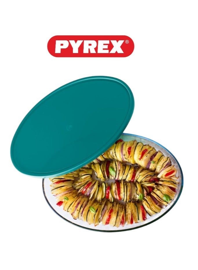 بيريكس Pyrex Cook & Store XL Oval Roaster with Lid - 3L Capacity (35x24x6cm) for Versatile Cooking and Storing Green 3Liters  - Image 3