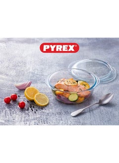 PYREX Pyrex Essential Round Casserole Set of 3 (3L + 2.1L + 1.3L) - Durable Borosilicate Glass with Glass Lids, Oven, Microwave, Freezer, and Dishwasher Safe Set Of 3 (3L+2.1L+1.4L)  - Image 3