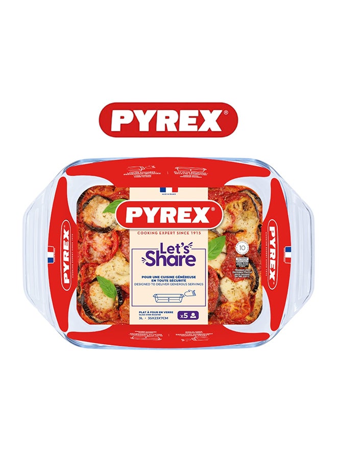 PYREX Pyrex Irresistible Rectangular Roaster 2.9L - Versatile Borosilicate Glass Kitchen Essential Clear  - Image 1