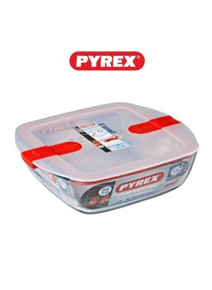 Pyrex Cook & Heat Squared Borosilicate Glass Roaster with Airtight Lid, 14x12cm – Oven, Freezer, Microwave Safe White 1Liters - pnsku/N70139674V/45/_/1736164907/aebd0065-6e09-409d-b63f-5d801e057f5c