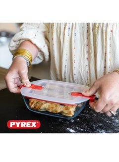 Pyrex Cook & Heat Squared Borosilicate Glass Roaster with Airtight Lid, 14x12cm – Oven, Freezer, Microwave Safe White 1Liters - pnsku/N70139674V/45/_/1736164912/41d66892-beb0-44ae-bc60-b6ba28eb8b6d