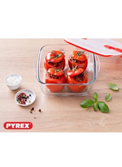 Pyrex Cook & Heat Squared Borosilicate Glass Roaster with Airtight Lid, 14x12cm – Oven, Freezer, Microwave Safe White 1Liters - pnsku/N70139674V/45/_/1736164913/162145b4-6f91-4b46-9cb0-b0046559ee05