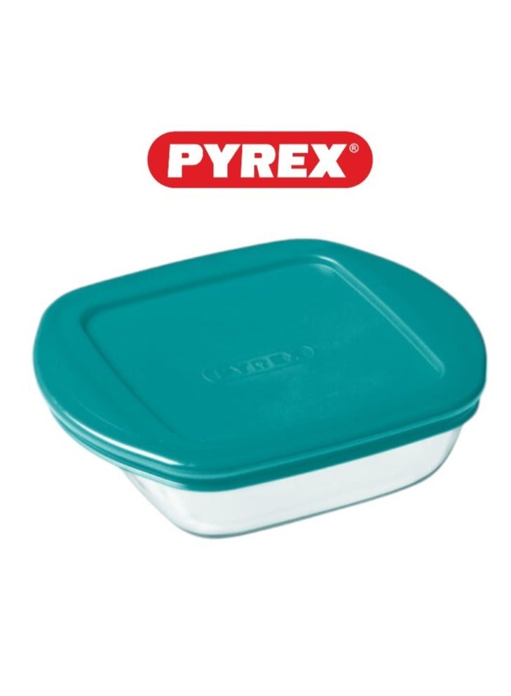 Pyrex Cook & Store Squared Roaster with Lid - 1L Capacity for Versatile Cooking and Storing Green 1Liters