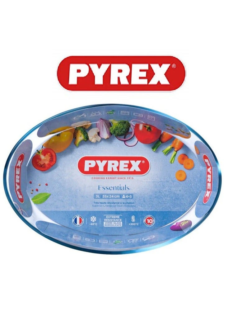 PYREX Pyrex Essentials Multipurpose Oval Roaster 3L – Durable & Versatile Cooking Solution Clear  - Image 1