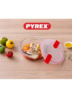 PYREX Pyrex Cook & Heat Round Borosilicate Glass Roaster with Airtight Lid, 14x12cm – Oven, Freezer, Microwave Safe White 1Liters  - Image 3