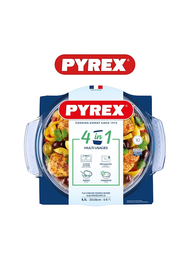 PYREX - Pyrex Essential Casserole Round 4.9L - Durable Borosilicate Glass for Versatile Cooking and Serving Clear 4.9L - Image 1