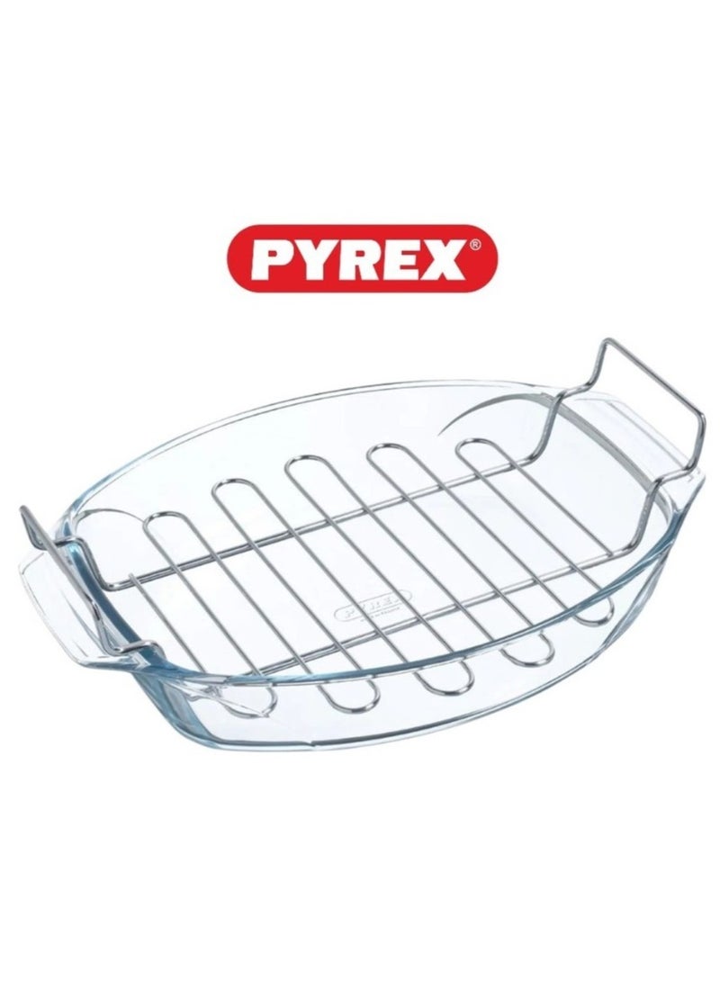 PYREX - Pyrex Irresistible 4L Oval Roaster with Rack Clear - Image 1