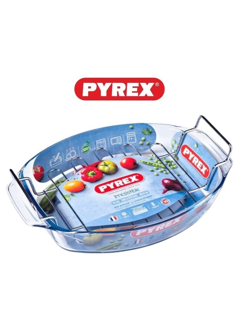PYREX - Pyrex Irresistible 4L Oval Roaster with Rack Clear - Image 1