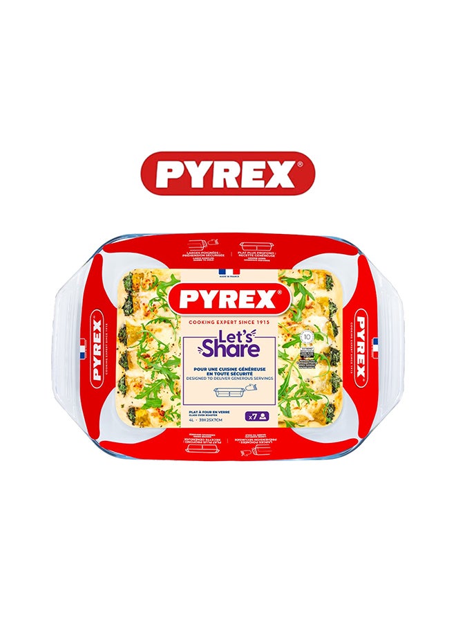 PYREX Pyrex Irresistible Rectangular Roaster 3.8L - Versatile Borosilicate Glass Kitchen Essential Clear  - Image 1