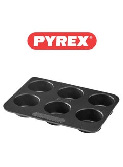 Pyrex Magic Non-Stick 6 Hole Muffin Tray - Easy Grip Handle, Oven and Dishwasher Safe - pnsku/N70139734V/45/_/1736164934/f9661d96-845f-4025-8959-fe5c88f3771b