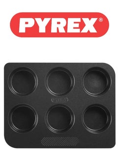 Pyrex Magic Non-Stick 6 Hole Muffin Tray - Easy Grip Handle, Oven and Dishwasher Safe - pnsku/N70139734V/45/_/1736164935/e924ace2-17b8-4f45-9b0a-dcfa030da5da