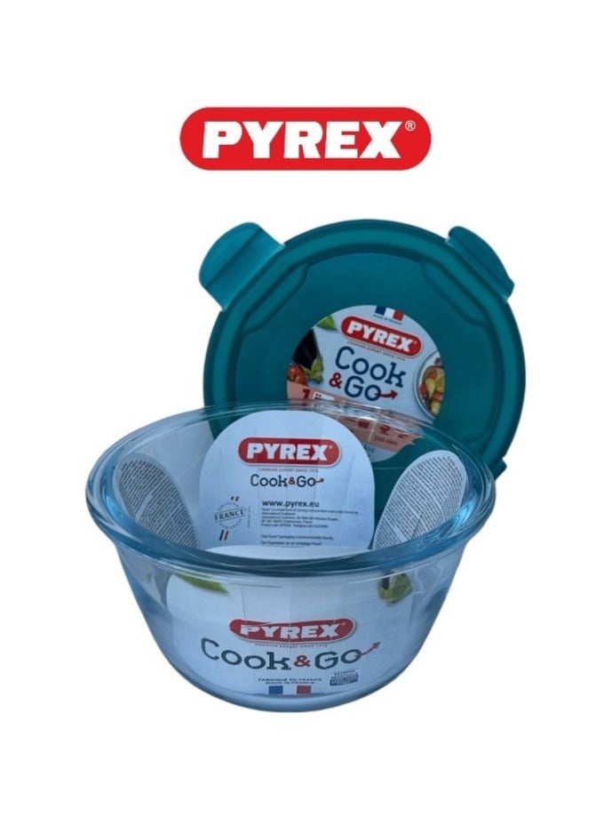 بيريكس Pyrex Cook&Go 0.7L Round Storage Dish with Airtight Lid - Versatile Freezer-to-Oven Solution Green 0.7Liters  - Image 2