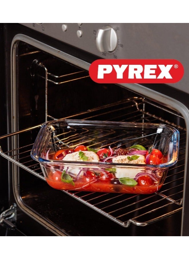 PYREX - Pyrex Cook&Go 3.5L Rectangle Storage Dish with Airtight Lid - Versatile Freezer-to-Oven Solution Blue 3.5Liters - Image 1