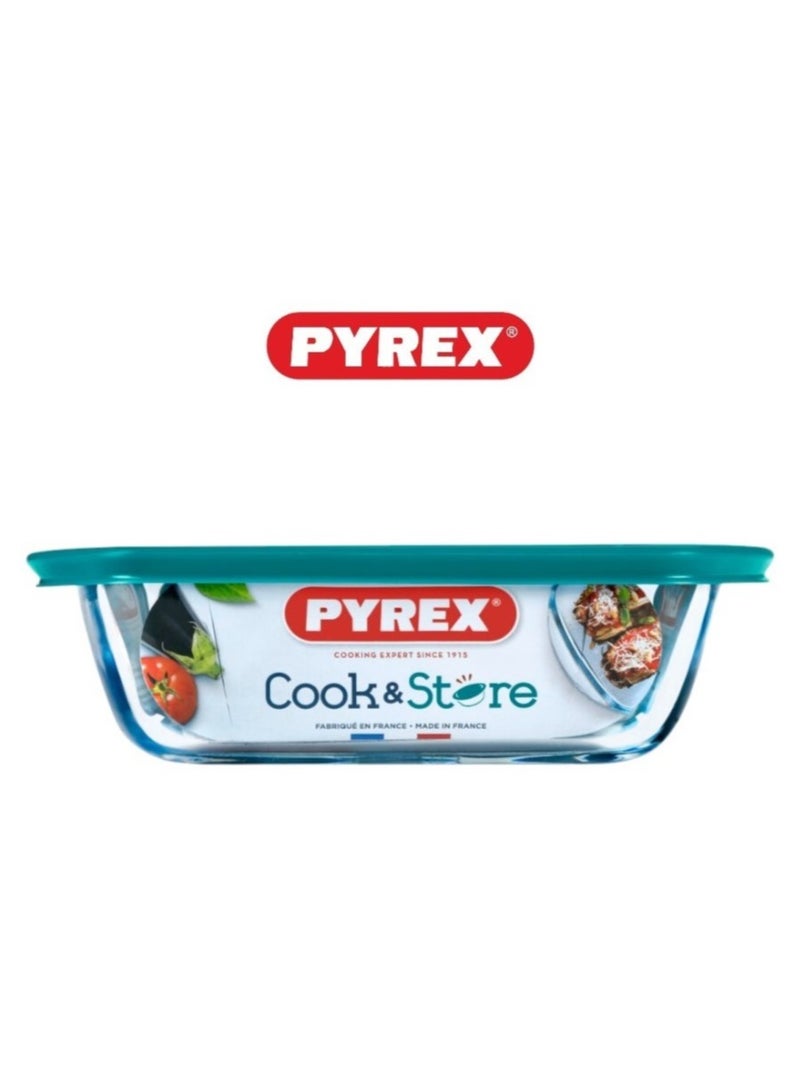 بيريكس Pyrex Cook & Store Rectangular Roaster with Lid - 2.5L Capacity for Versatile Cooking and Storing Green 2.5Liters  - Image 2