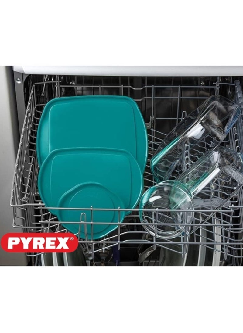بيريكس Pyrex Cook & Store Rectangular Roaster with Lid - 2.5L Capacity for Versatile Cooking and Storing Green 2.5Liters  - Image 5