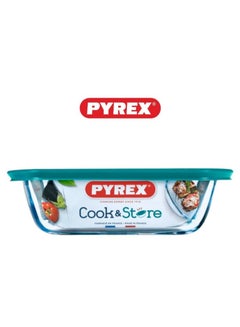 PYREX Pyrex Cook & Store Rectangular Roaster with Lid - 1.2L Capacity for Versatile Cooking and Storing Green 1.2Liters  - Image 2