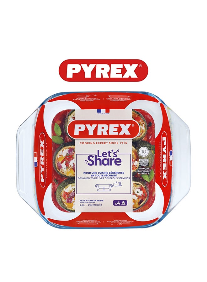 Pyrex Irresistible Squared Roaster 2.3L - Versatile Borosilicate Glass Kitchen Essential - Image 1