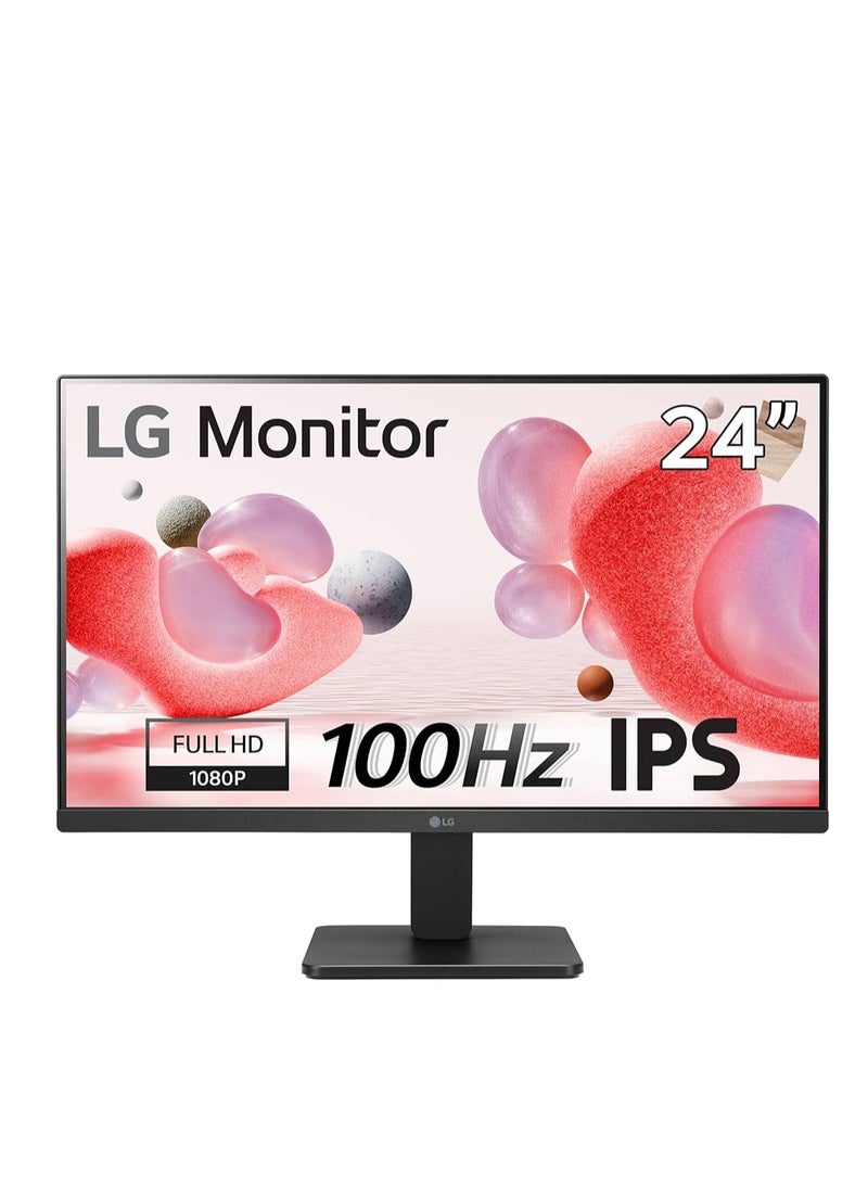 إل جي 24" Inch Full HD IPS Panel with 3-Side Borderless Display, Tilt-able Stand, Black Stabilizer, OnScreen Control, Ergo Design Monitor 24MR400-B (Gaming Compatible) (AMD Free Sync, Response Time: 5 ms, 100 Hz Refresh Rate) Black  - Image 1