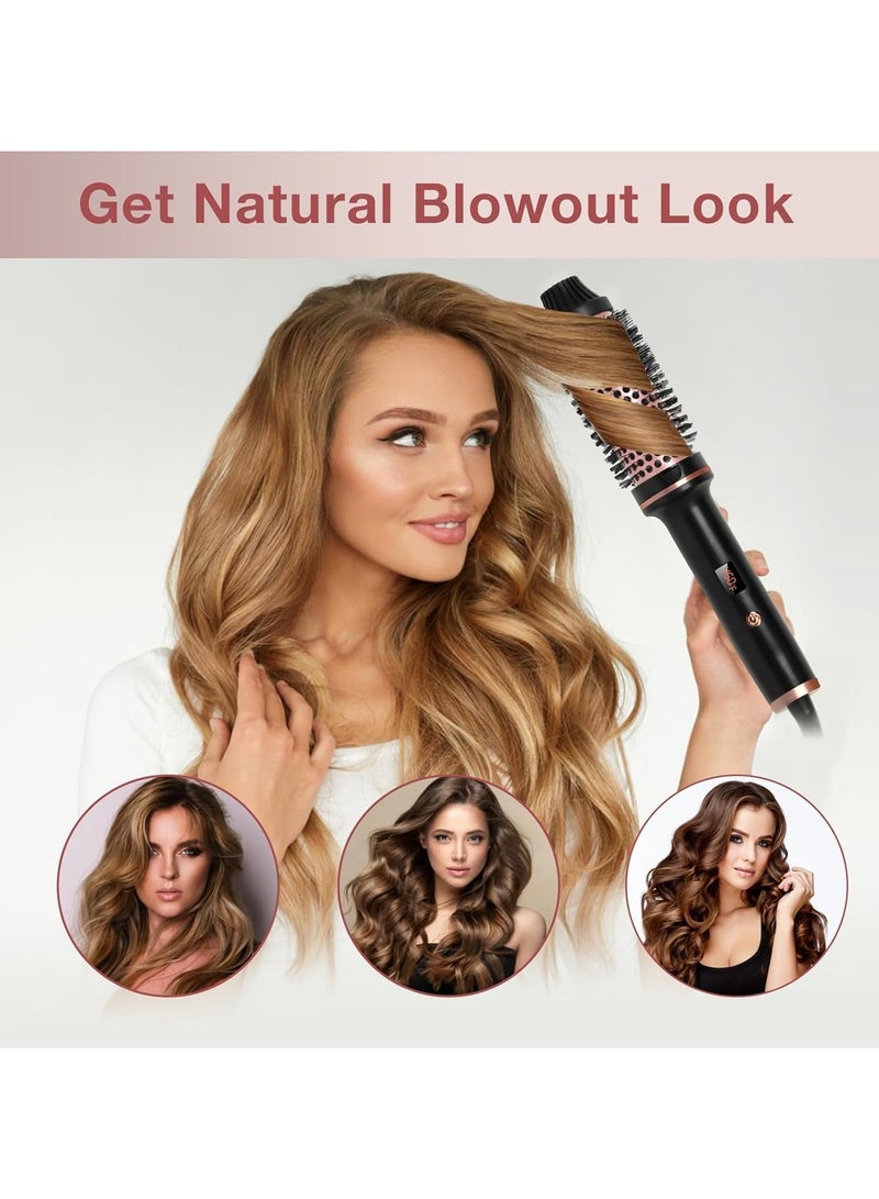 REBUNE 1.5 Inch Thermal Brush, Curling Iron Brush Volumizing Brush Heated Round Brush, Ceramic Tourmaline Ionic Curling Comb Travel Curling Iron with Brush, LCD Display, 10 Temperature  - Image 2
