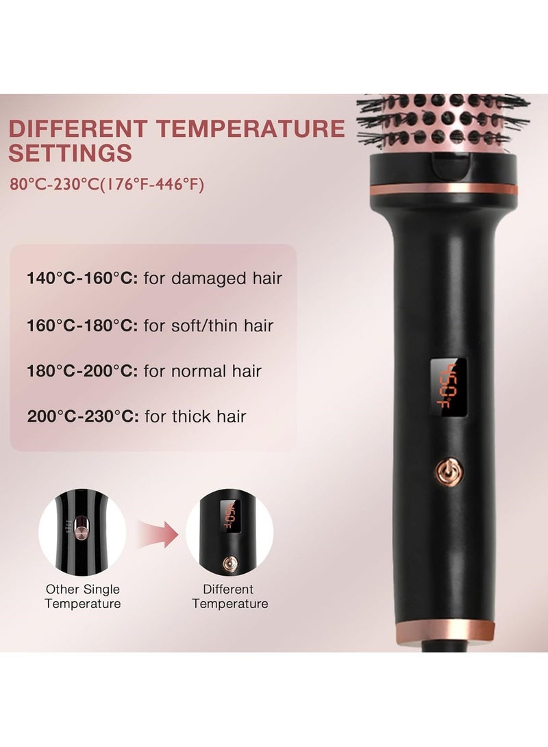 REBUNE 1.5 Inch Thermal Brush, Curling Iron Brush Volumizing Brush Heated Round Brush, Ceramic Tourmaline Ionic Curling Comb Travel Curling Iron with Brush, LCD Display, 10 Temperature  - Image 5