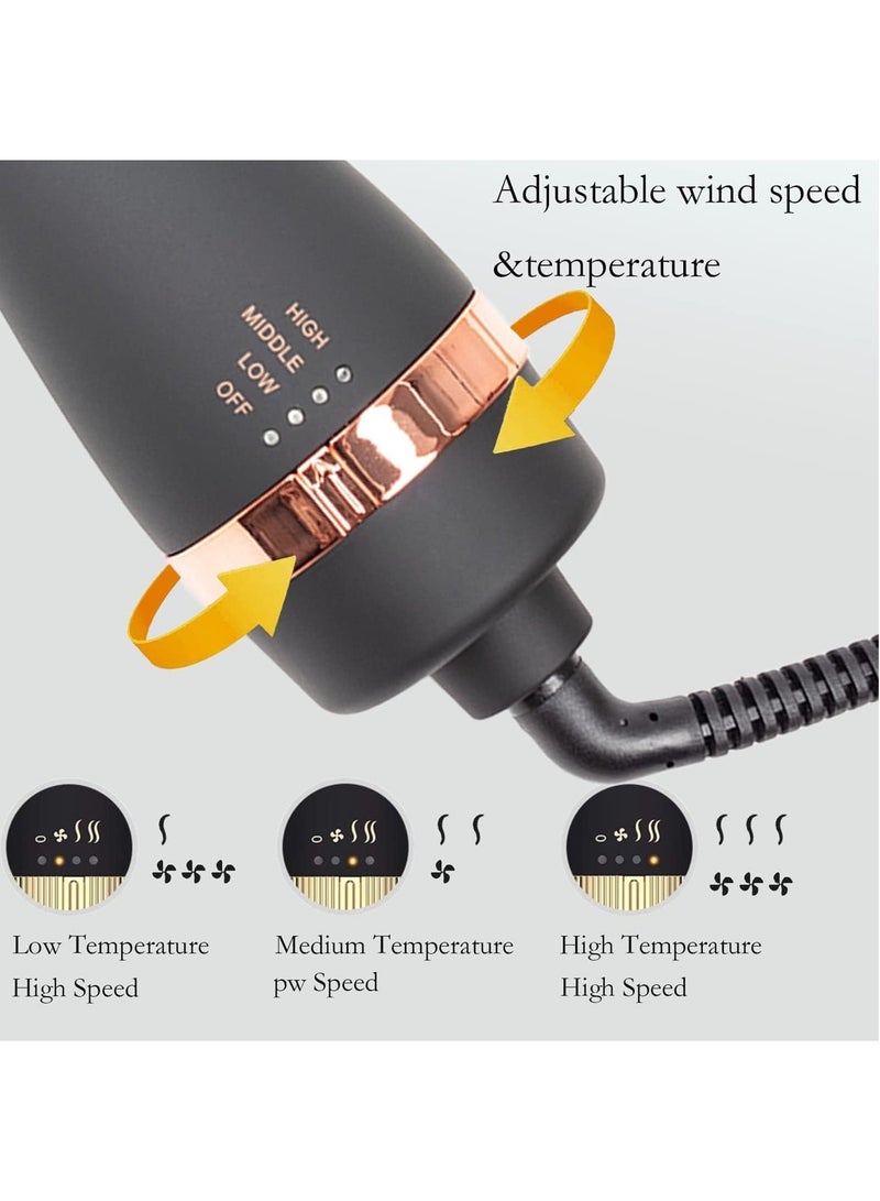 REBUNE Hair Dryer Brush Hot Air Styler One Step Hair Dryer Comb Negative Ionic for Straightening Curling Drying Tool Black and Gold - Image 4