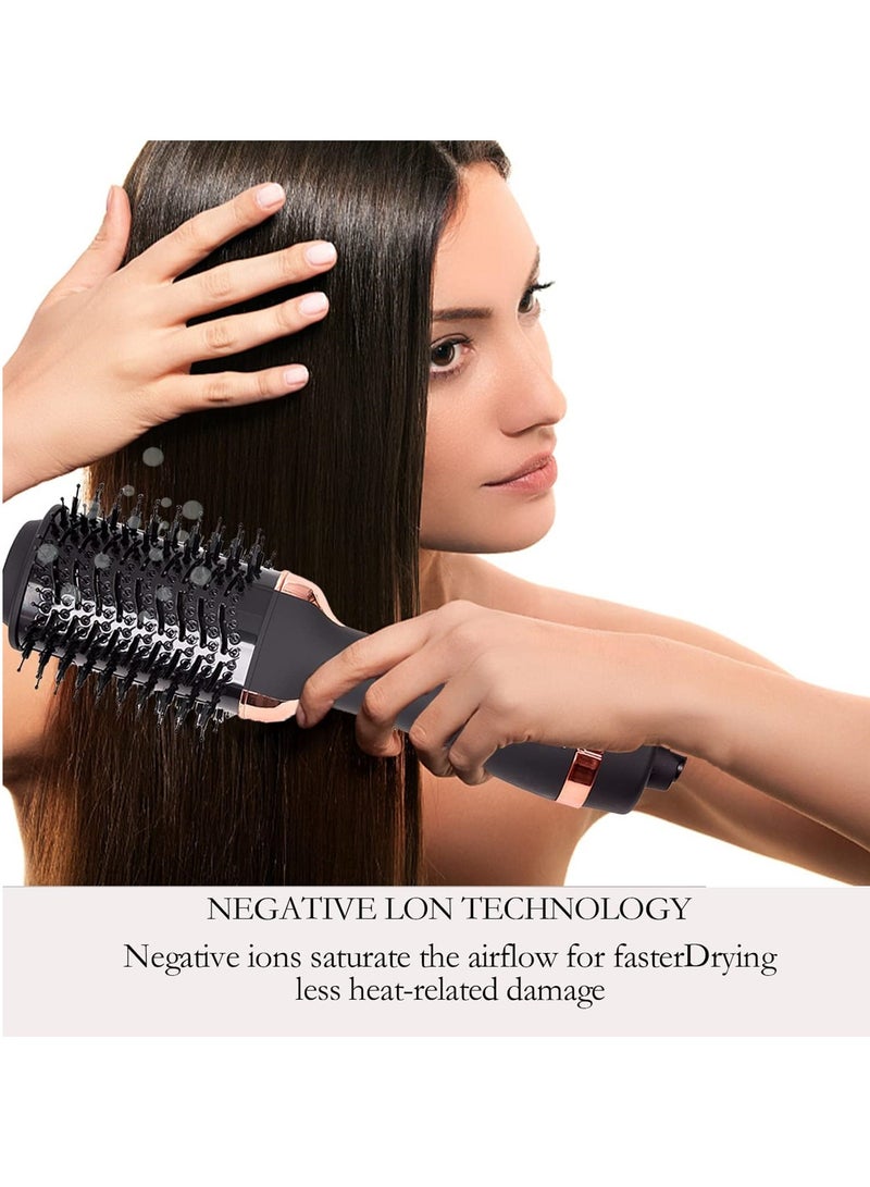 REBUNE Hair Dryer Brush Hot Air Styler One Step Hair Dryer Comb Negative Ionic for Straightening Curling Drying Tool Black and Gold - Image 5