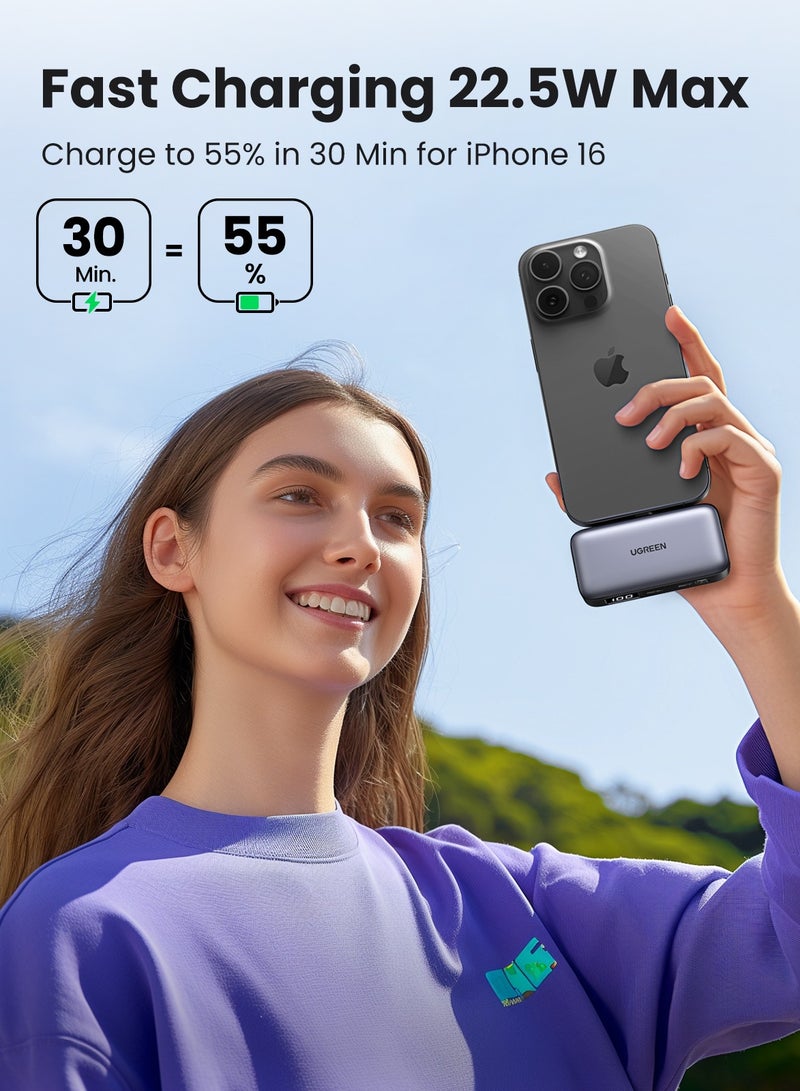 Ugreen - 5000 mAh Power Bank, Easy To Use And Carry 20W Fast Charging Backup Charger With Stand, Compatible With iPhone 16 15 Pro Max, Galaxy S24 S23 Ultra, Xiaomi Huawei OPPO - Black - Image 1