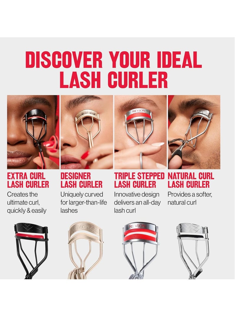 ريفلون Extra Curl Eyelash Curler, Beauty Stocking Stuffers for Women, Gives All Day Dramatic Curl, Finger Grips for Non-Slip Grip, 1 Count Black/Red - Image 5