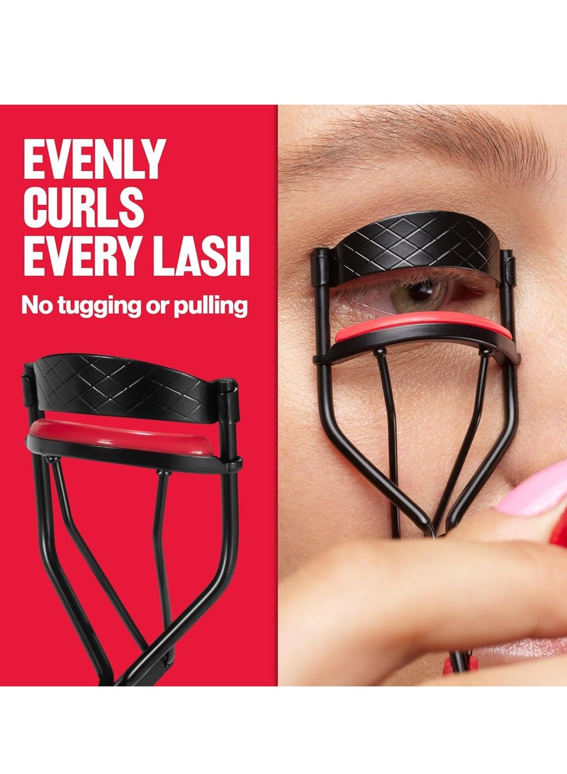 ريفلون Extra Curl Eyelash Curler, Beauty Stocking Stuffers for Women, Gives All Day Dramatic Curl, Finger Grips for Non-Slip Grip, 1 Count Black/Red - Image 4