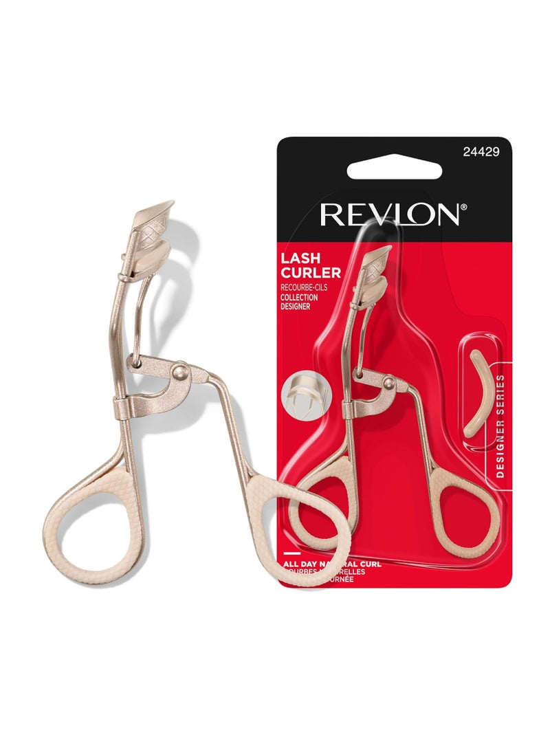 ريفلون Designer Series Lash Curler, Eyelash Lift for an Eye Opening Look, with Finger Grips for a Non Slip Grip, Easy to Use, 1 Count Beige - Image 1
