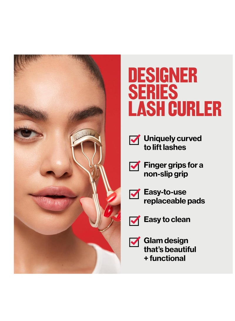 ريفلون Designer Series Lash Curler, Eyelash Lift for an Eye Opening Look, with Finger Grips for a Non Slip Grip, Easy to Use, 1 Count Beige - Image 2