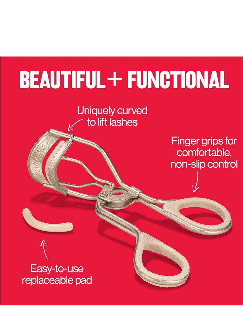 ريفلون Designer Series Lash Curler, Eyelash Lift for an Eye Opening Look, with Finger Grips for a Non Slip Grip, Easy to Use, 1 Count Beige - Image 4
